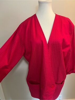 PinkTextured Oversized V-Neck Blazer Jacket